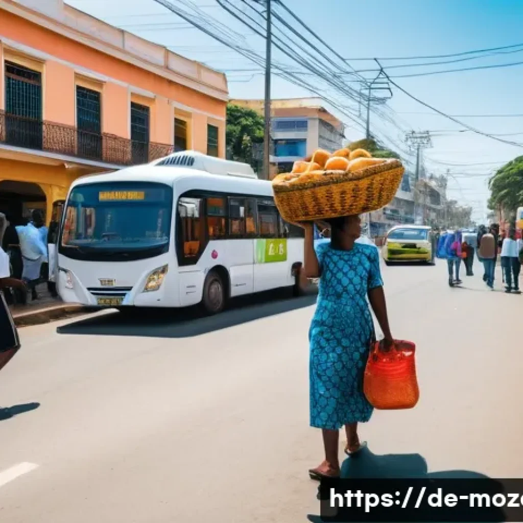 모잠비크에서 유용한 현지 앱 - A bustling urban street scene in Maputo, Mozambique, showcasing diverse people using smartphones wit...