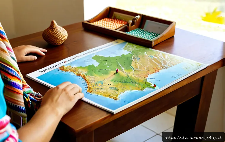 모잠비크의 지역별 축제 일정 - Photorealistic travel-planning scene for Mozambique regional festivals, a German couple at a bright ...
